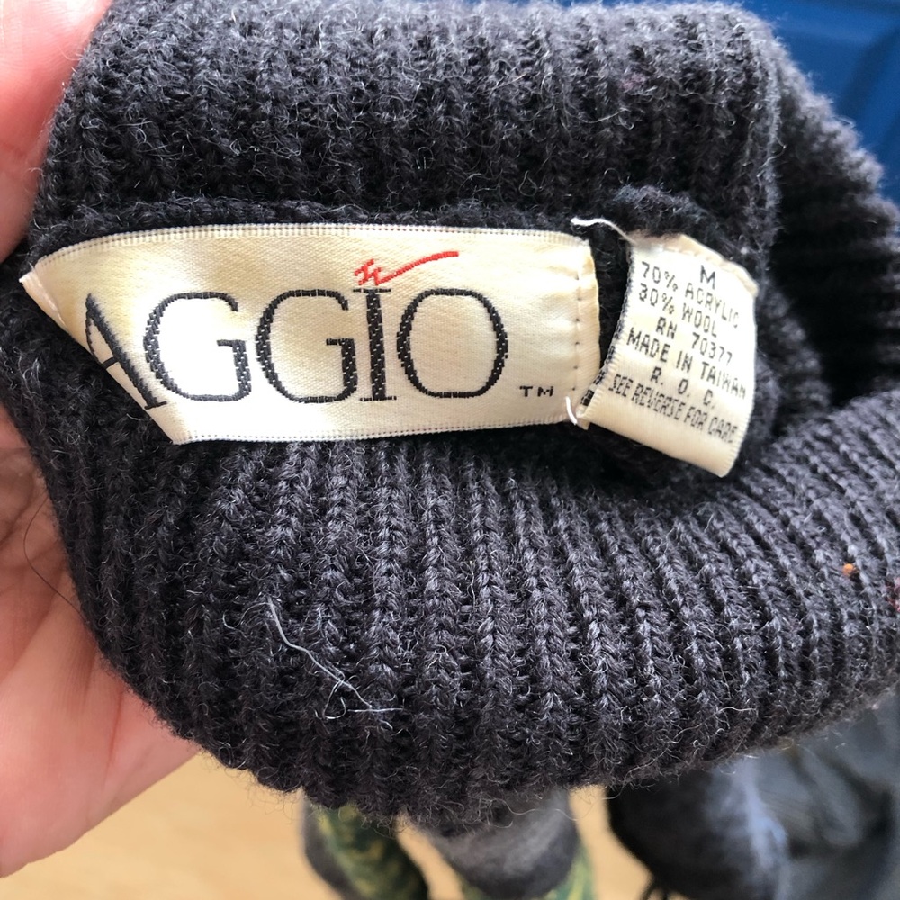 Colorful Patchwork argyle wool Blend Turtleneck S… - image 6